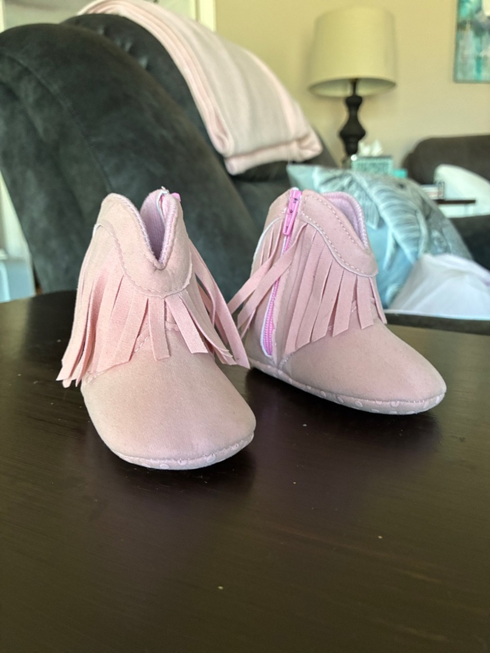 Kids Pink Fringe Booties - Brand Unknown